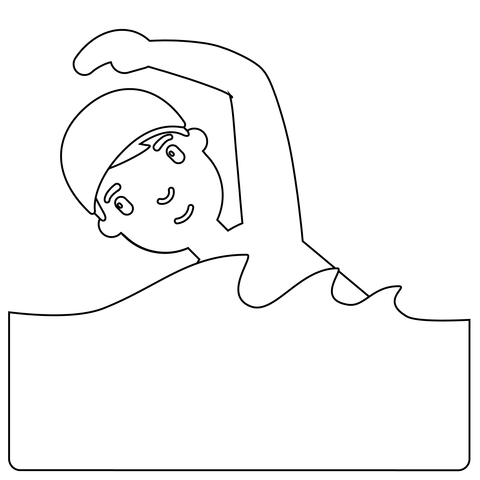 Swimming Emoji Coloring Page